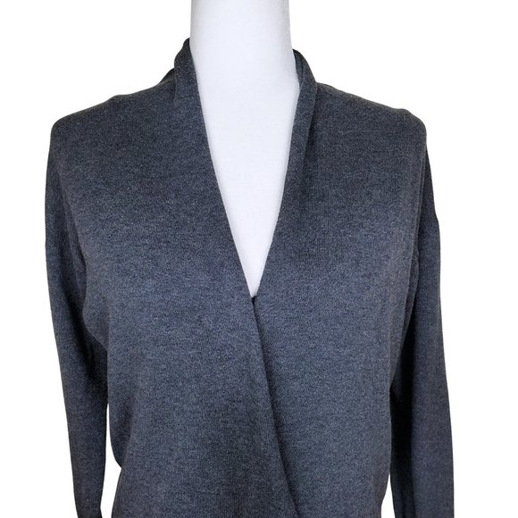GAP Factory Faux Wrap Long Sleeve Gray V-Neck Sweater Women's Small - Picture 5 of 9